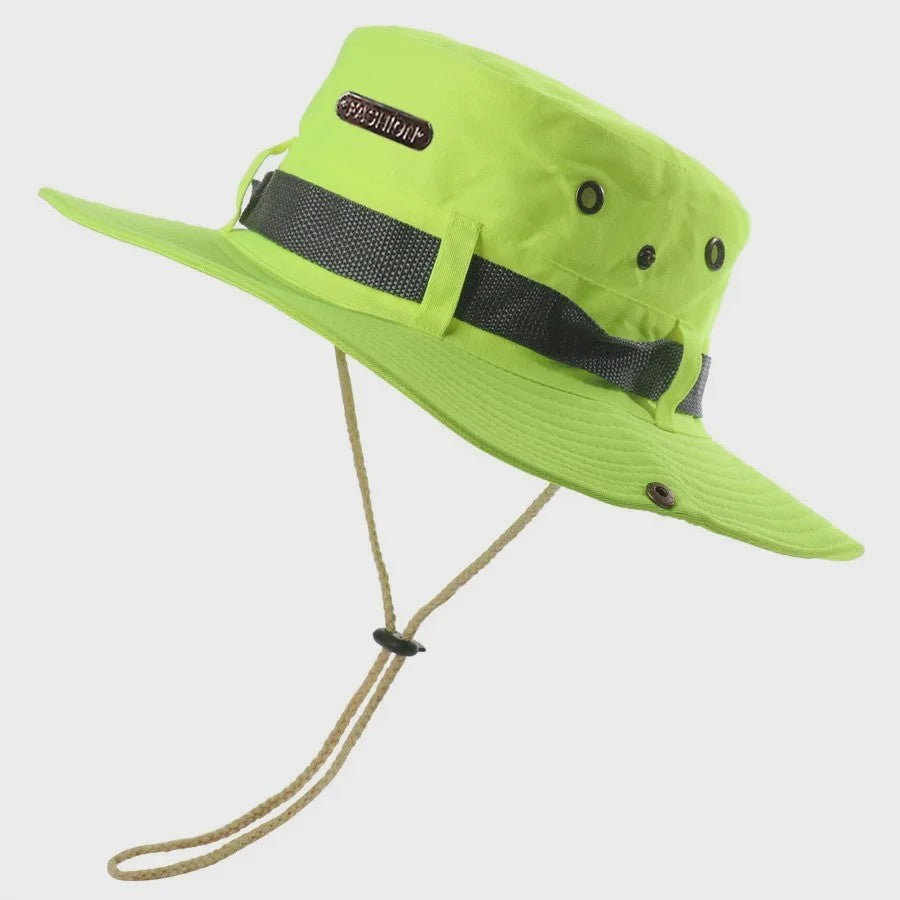 Heren Bucket Hat met Brede Rand - UV Bescherming voor Vissen, Wandelen & Outdoor
