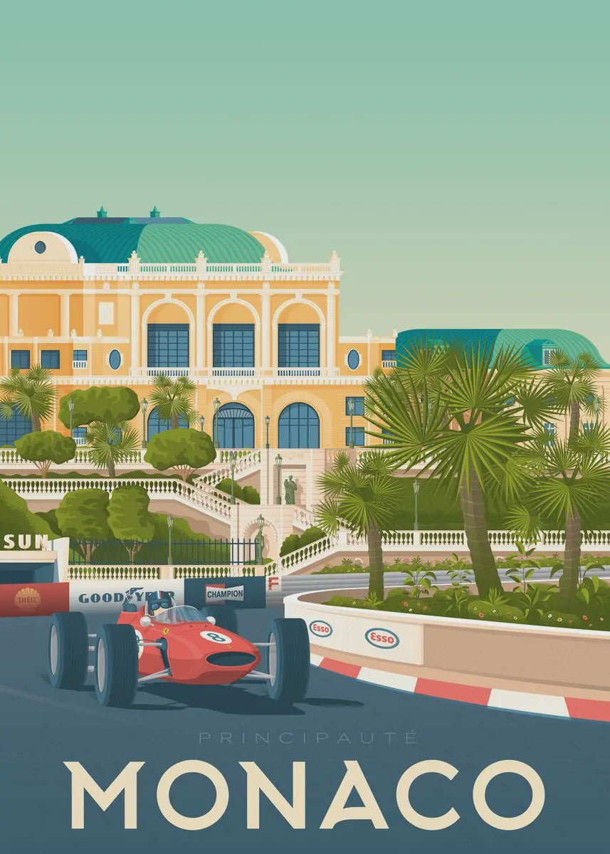 Nordic Canvas Poster: Kleurrijke Reisposters van Europese Steden - Parijs, Nice, Monaco