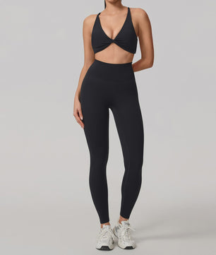 Dames Yoga Set 2-Delig: Sneldrogend Sportpak met Lange Mouwen Top en Hoge Taille Shorts