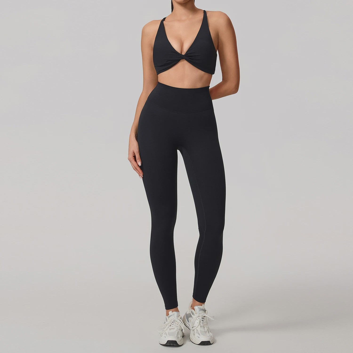 Dames Yoga Set 2-Delig: Sneldrogend Sportpak met Lange Mouwen Top en Hoge Taille Shorts