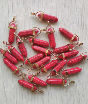 Natuurlijke Groene Aventurijn Kristal Pilaren Hangers - 24 Stuks Set voor Sieraden Maken