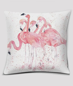 Vrolijke Flamingo Kussenhoes Vierkant - Decoratie voor Bank & Auto