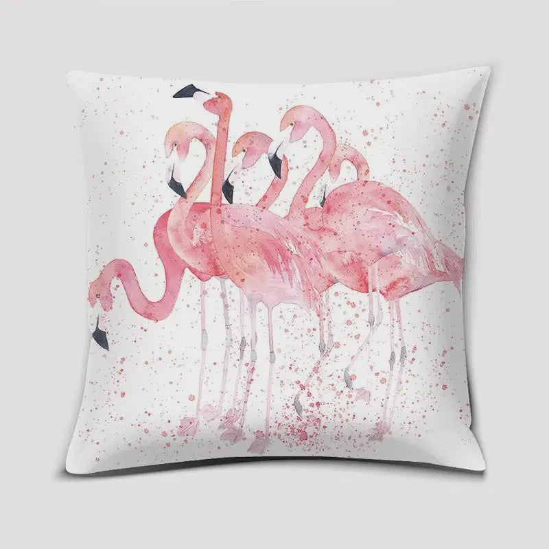 Vrolijke Flamingo Kussenhoes Vierkant - Decoratie voor Bank & Auto