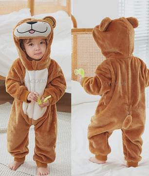 Baby Romper Dierenkostuum Kigurumi - Zacht Flanellen Jumpsuit voor Jongens & Meisjes