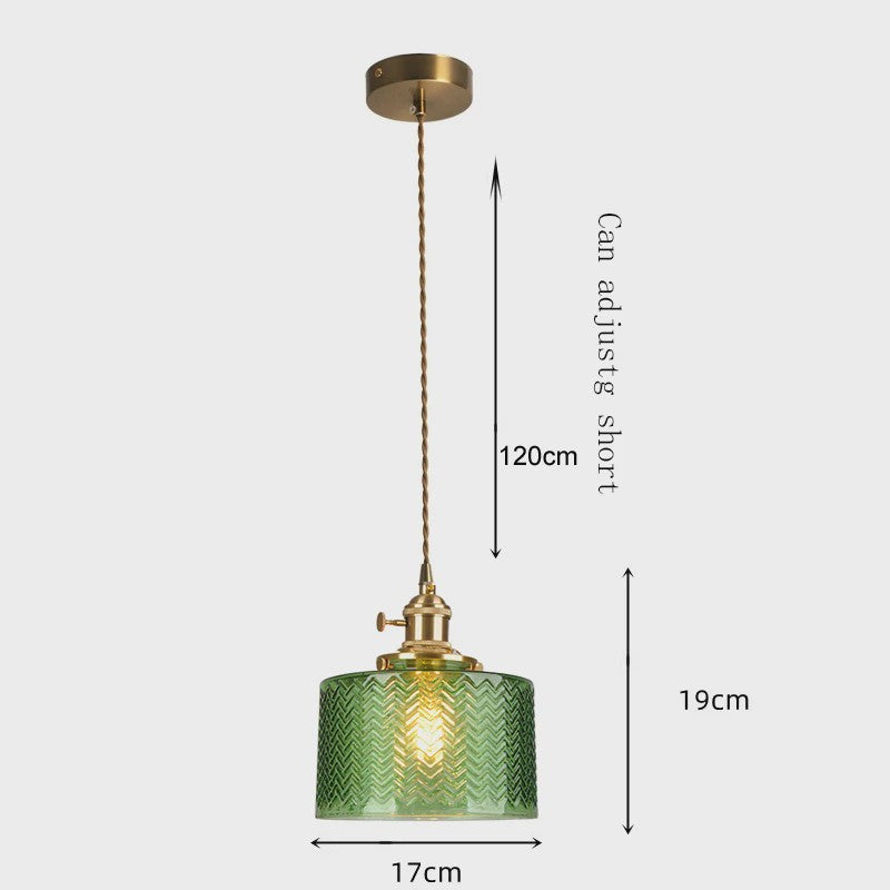 Vintage Groene Glazen Hanglamp - Nordic Stijl, Koperen Accent
