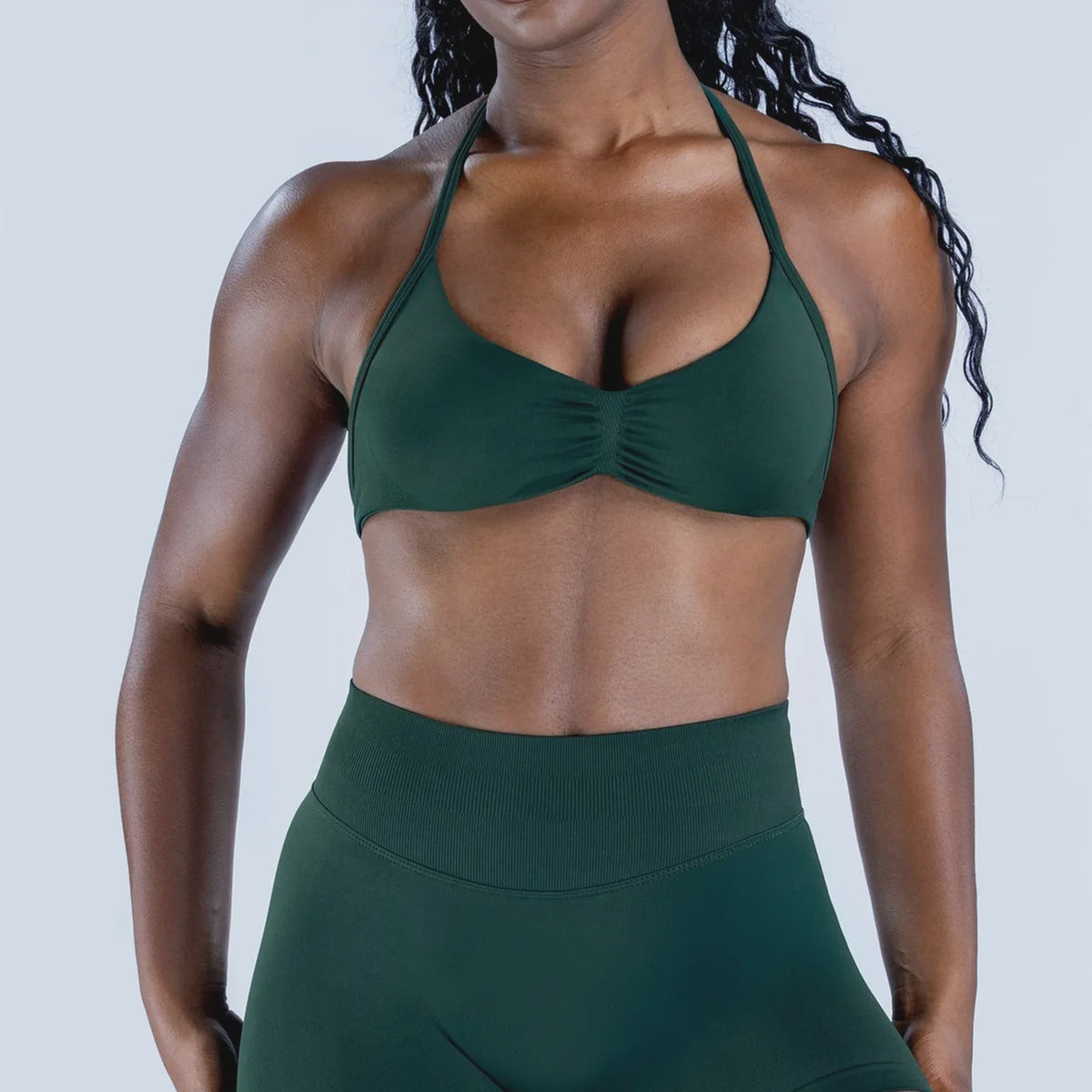 Naadloze Yogaset Dames: Sportbeha met Halternek & High Waist Shorts