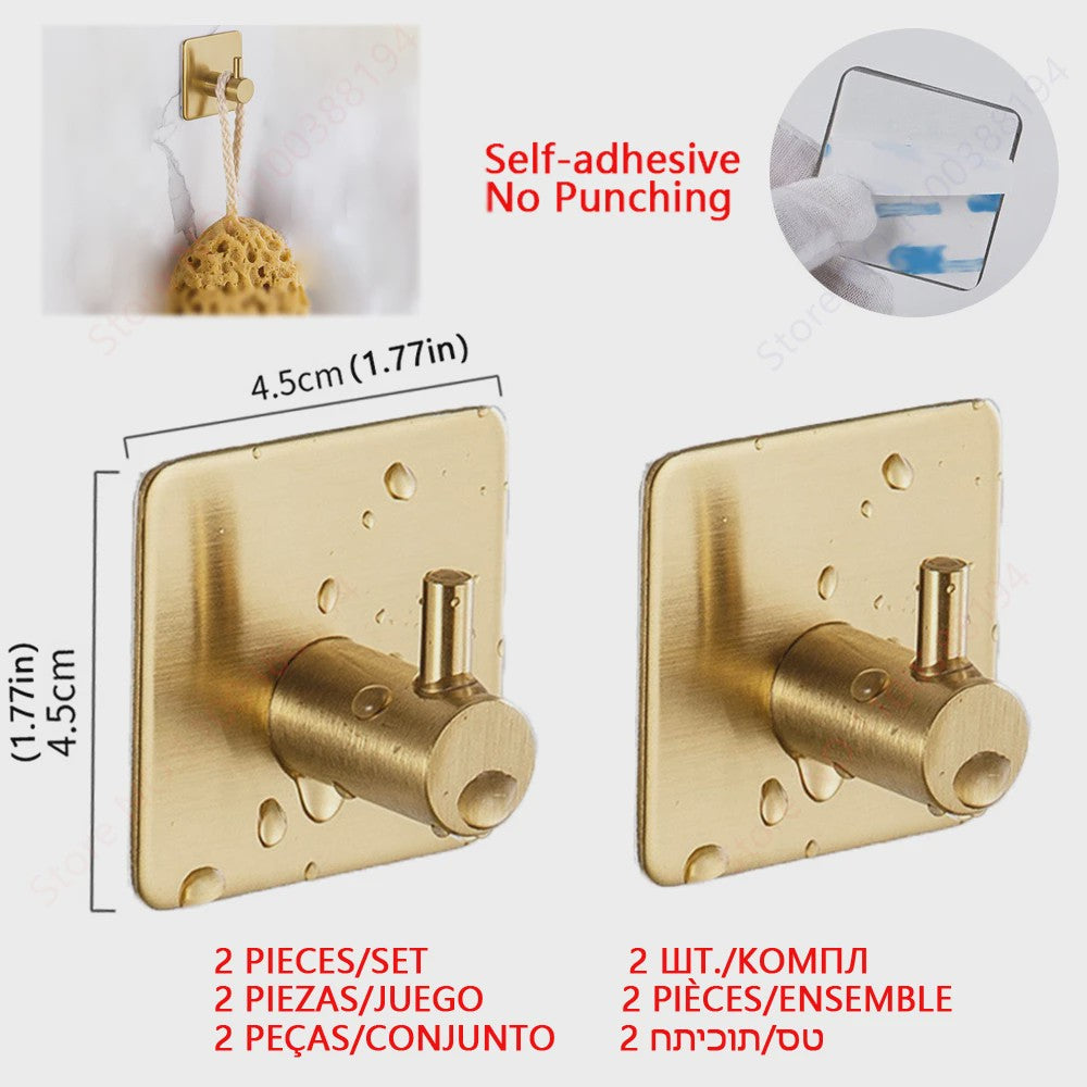Set Badkamer Accessoires: Handdoekrek, Toiletrolhouder, Haak & Ring - Zwart