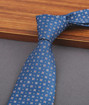 Klassieke Heren Strikdas - Imitatie Zijde met Polka Dot & Bloemendessin