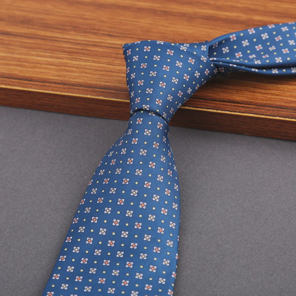 Klassieke Heren Strikdas - Imitatie Zijde met Polka Dot & Bloemendessin