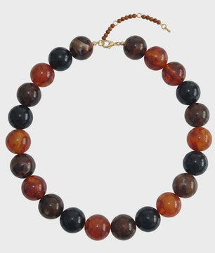Bohemian Resin Kralen Ketting - Statement Choker met Dubbele Kleuren