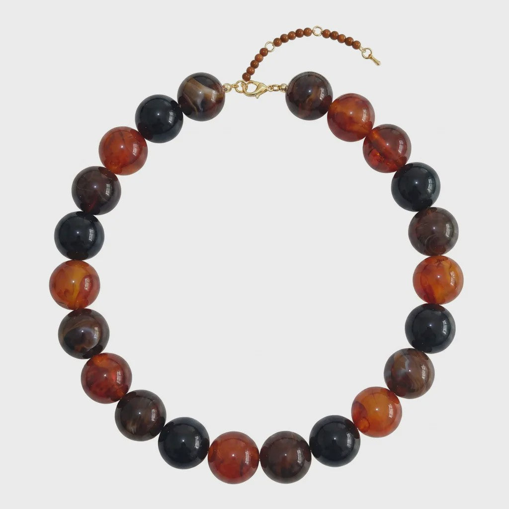 Bohemian Resin Kralen Ketting - Statement Choker met Dubbele Kleuren