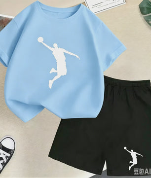 Kinder T-shirt en Short Set - Zomer Sportieve Mode met Grafische Print