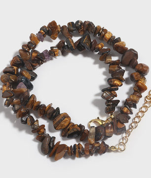 Unieke Natuursteen Choker Ketting - Onregelmatige Kristal & Aquamarijn Chips