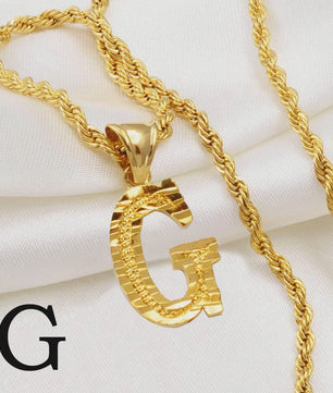 Gouden Initiaal Ketting met Touwketting - Kies Uw Letter (A-Z)