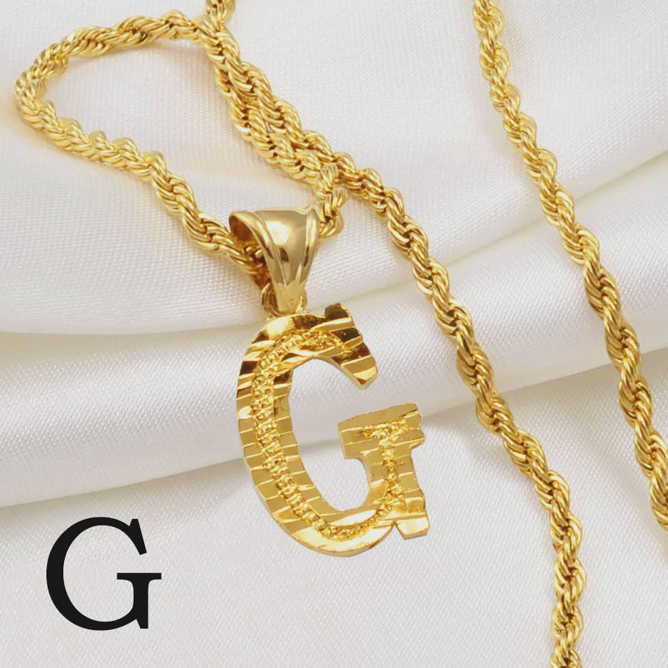 Gouden Initiaal Ketting met Touwketting - Kies Uw Letter (A-Z)