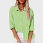 Dames Blouse met Lange Mouwen - Katoen Linnen Look
