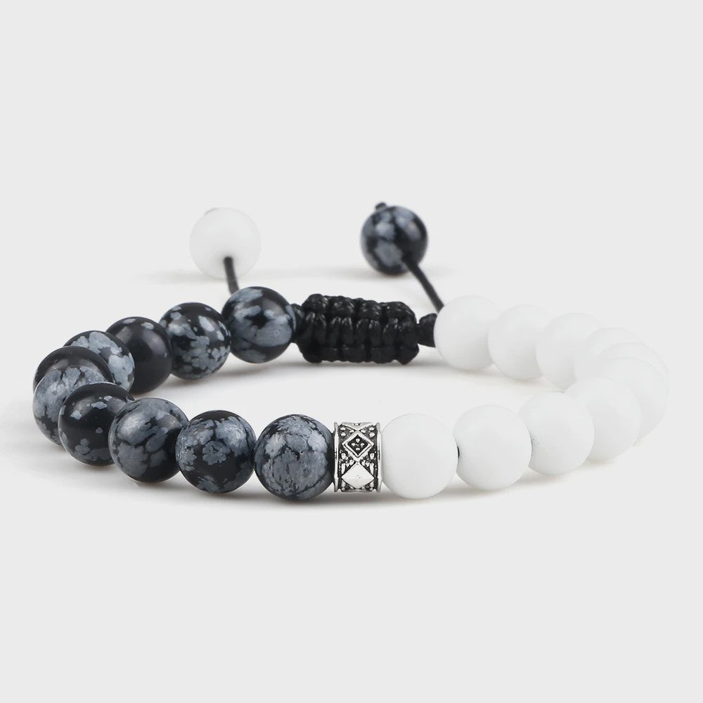 Verstelbare Natuursteen Armband - 8mm Agate & Onyx Kralen voor Mannen en Vrouwen
