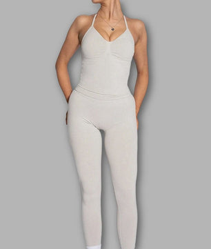 Dames Sportset: Backless Tanktop & Scrunch Seamless Legging