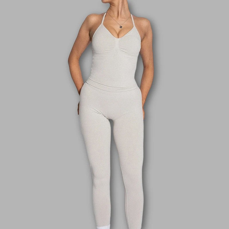 Dames Sportset: Backless Tanktop & Scrunch Seamless Legging