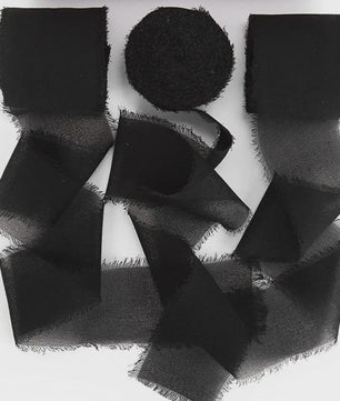 Handgemaakte Satijn Chiffon Lint Set - 3 Rollen van 5m met Rafeleffect voor Bruiloft, Cadeau & DIY Decoratie