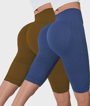 2-Pack Seamless High-Waisted Yoga Shorts met Push-Up Effect - Perfect voor Fitness & Training
