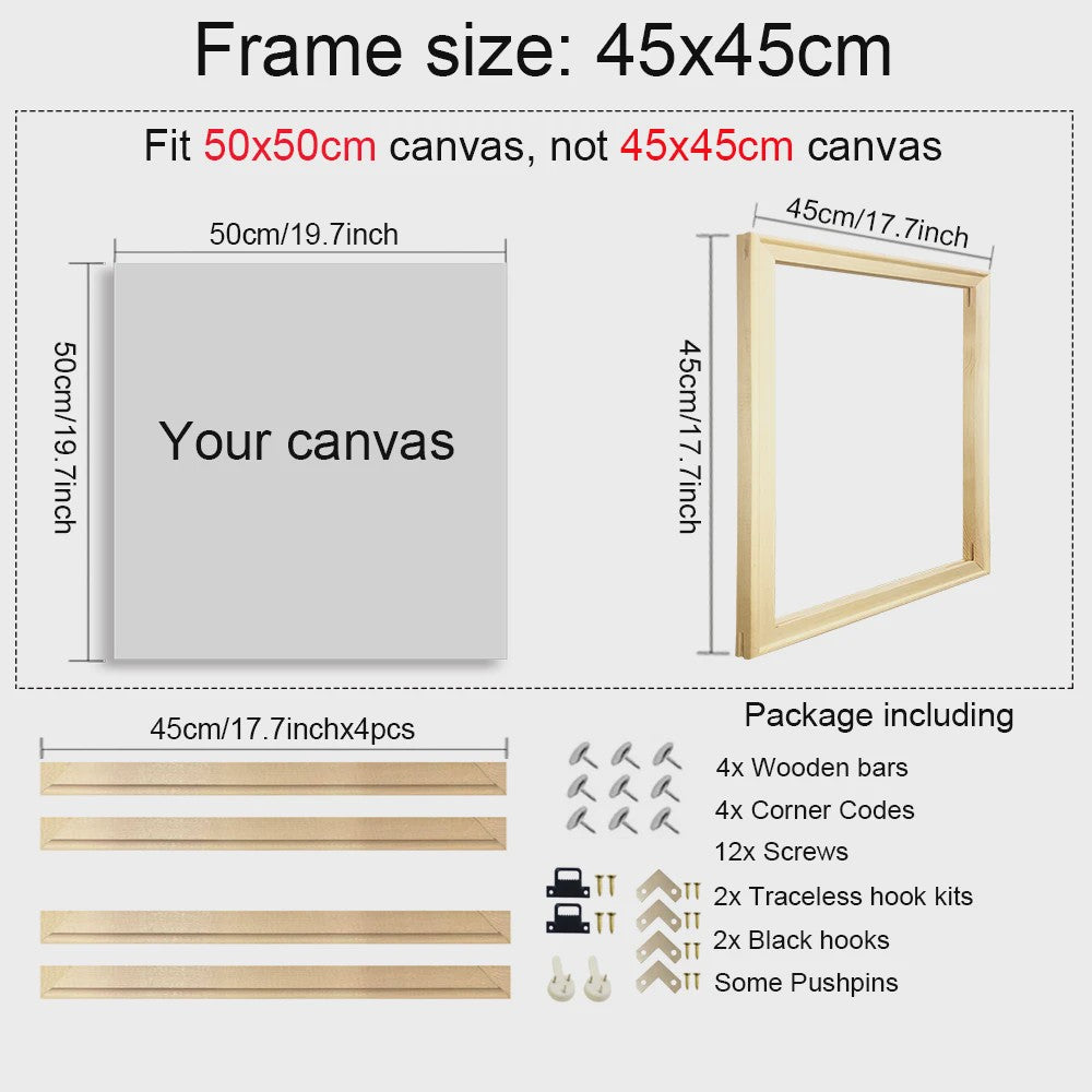 DIY Houten Canvas Frame Kit - Diverse Maten voor Schilderijen & Diamantkunst