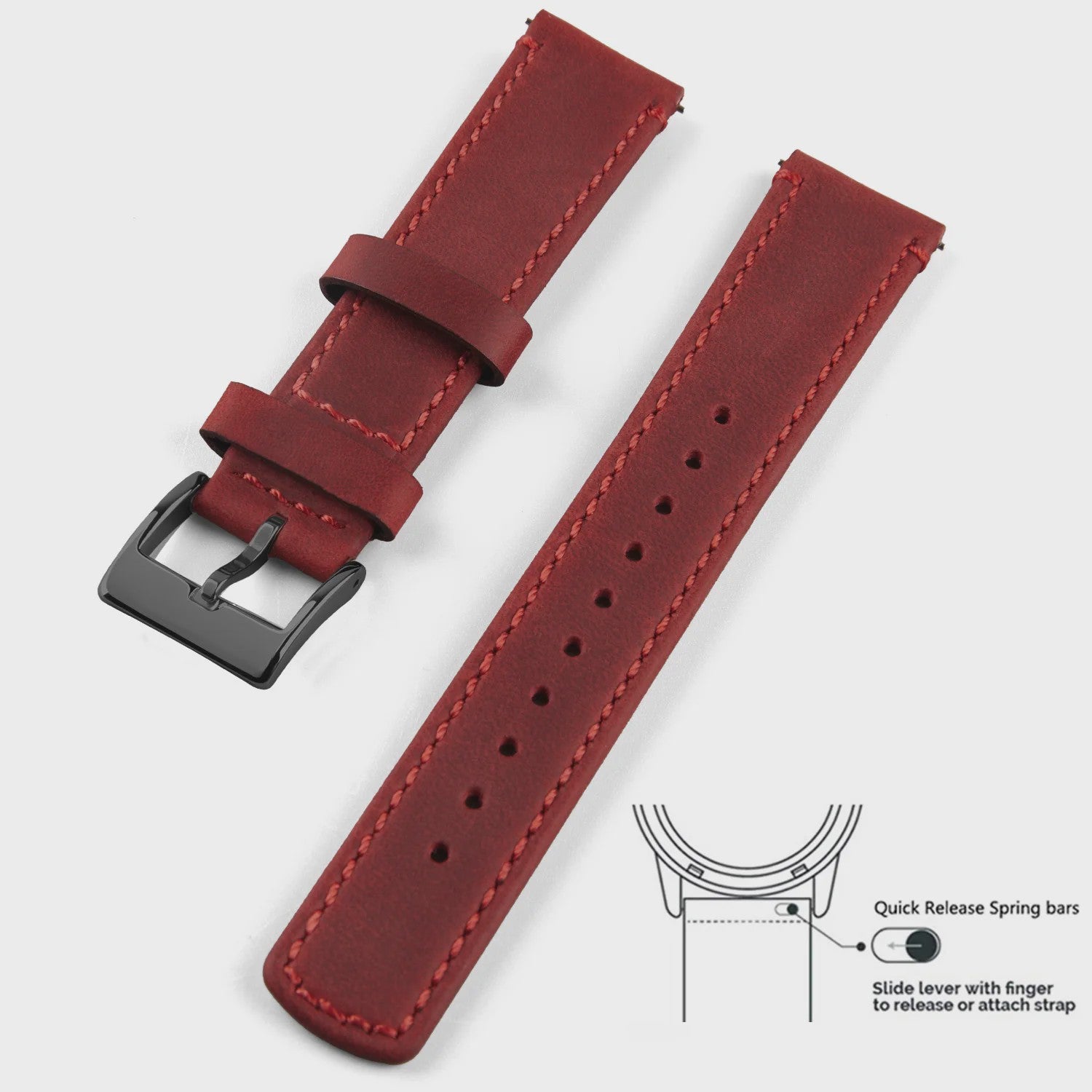 Top Grain Echt Lederen Horlogeband - 20mm/22mm Quick Release - Voor Heren, Dames & Samsung Galaxy Watch