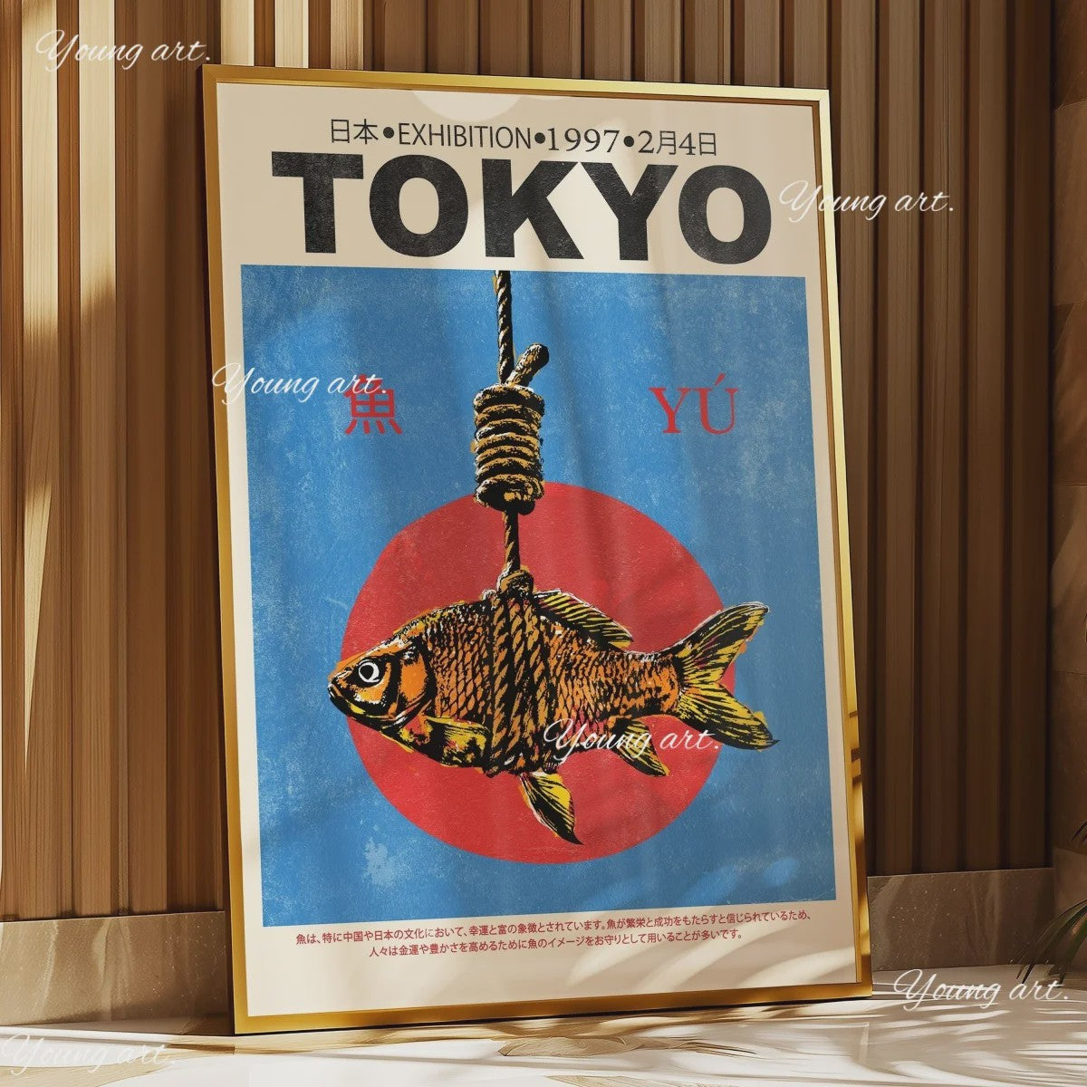 Japanse Koi Vis & Okinawa Vintage Poster - Japandi Wanddecoratie