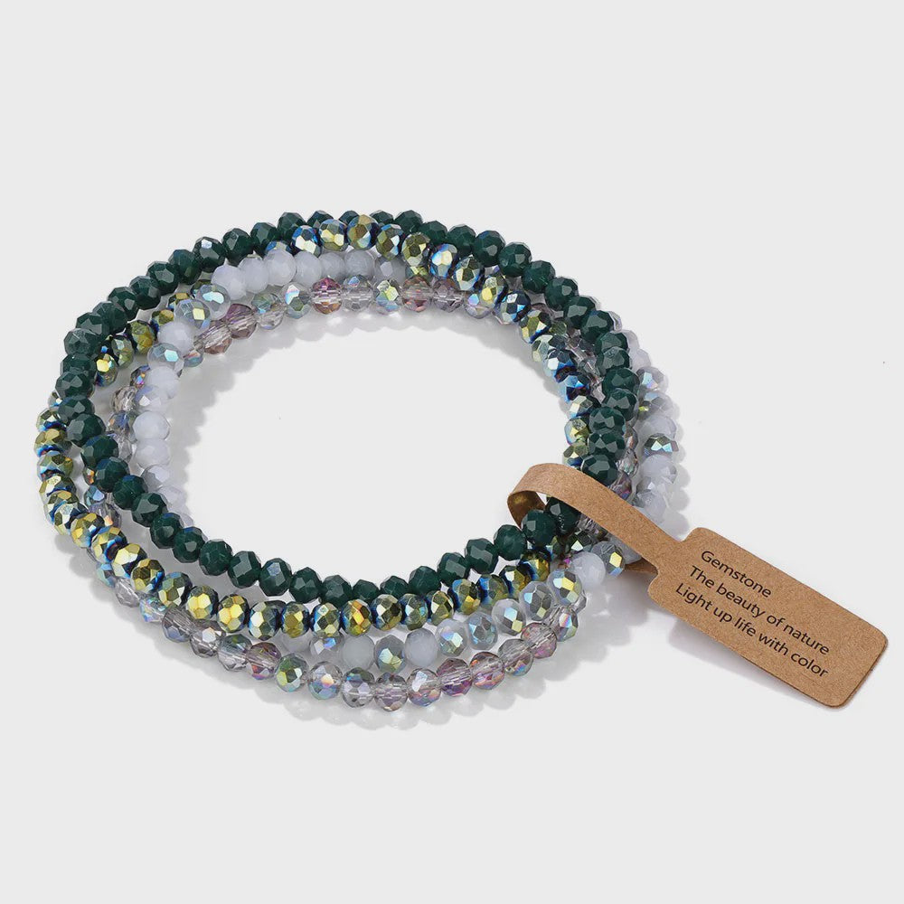 Set van 4 Kristallen Kralen Armbanden - Kleurrijk & Elegant
