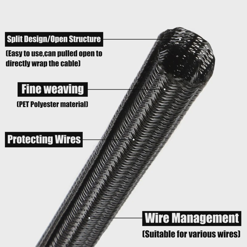 Flexibele Kabel Beschermhoes - PET Gevlochten Kabel Sleeve voor Kabelmanagement