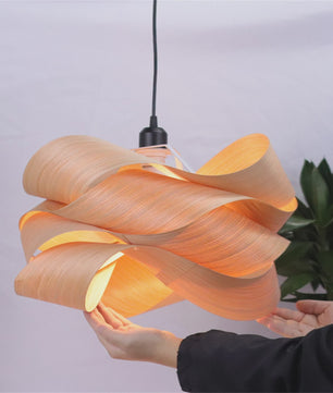 Nordic Houten Plafondlamp - Minimalistisch Design met Houtfineer