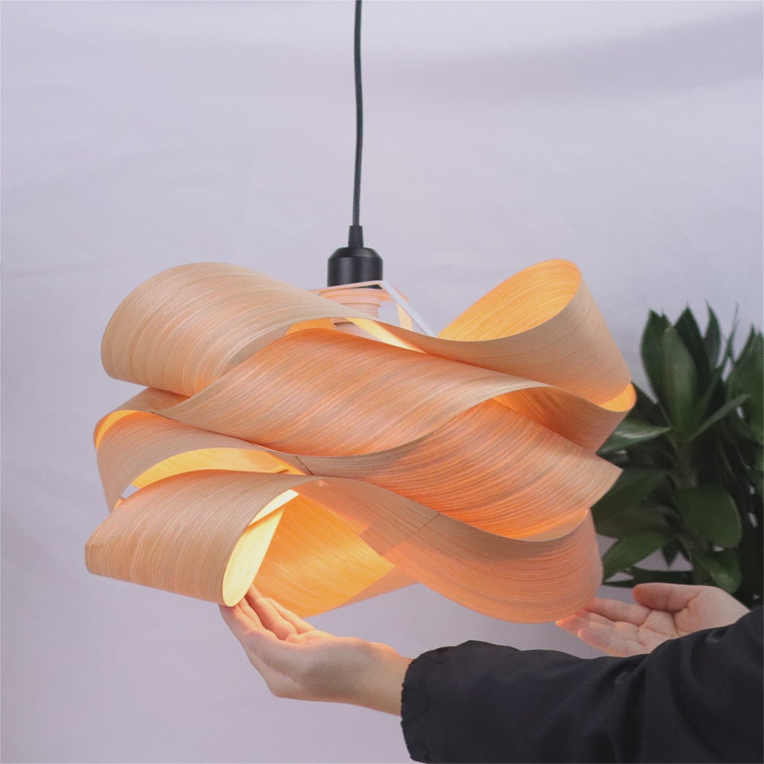 Nordic Houten Plafondlamp - Minimalistisch Design met Houtfineer