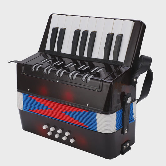 Compacte Zwarte Accordion met 17 Toetsen en 8 Bassen - Muzikaal Speelplezier