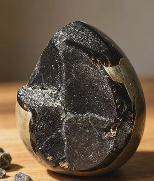 Septarian Draken Ei Kristal Geode - Zwart Kwarts voor Spirituele Heling & Decoratie