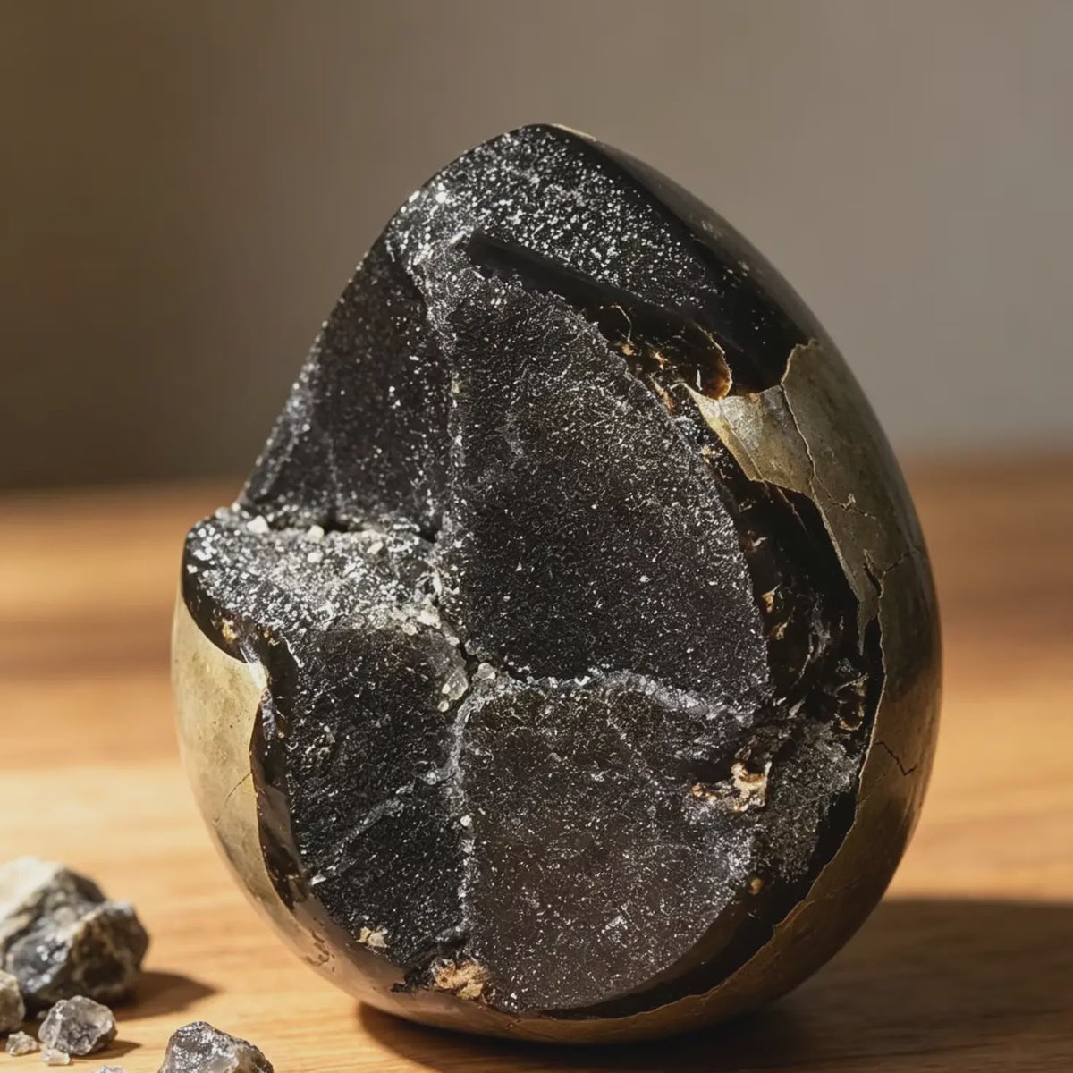 Septarian Draken Ei Kristal Geode - Zwart Kwarts voor Spirituele Heling & Decoratie