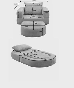 Modulaire Slaapbank Futon Fauteuil met Kussen - Compact en Multifunctioneel