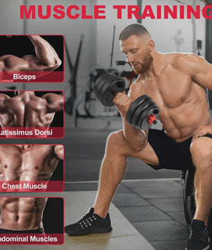 GartistGO 3-in-1 Verstelbare Dumbbell & Barbell Set 20kg - Krachttraining Thuis
