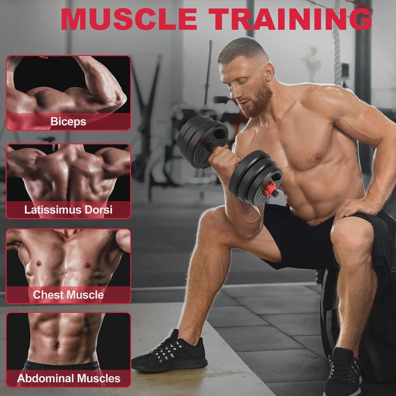 GartistGO 3-in-1 Verstelbare Dumbbell & Barbell Set 20kg - Krachttraining Thuis