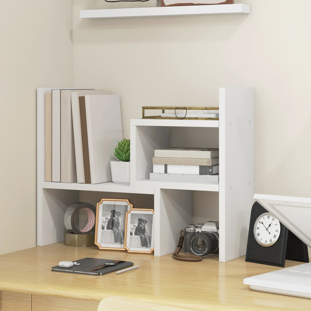 HOMCOM Modulair Bureau Organizer Systeem - 2 Delig, Wit MDF