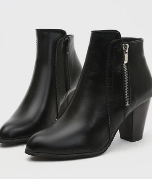 Dames Enkellaarsjes met Blokhak en Rits - Comfortabele Casual Schoenen Herfst 2024
