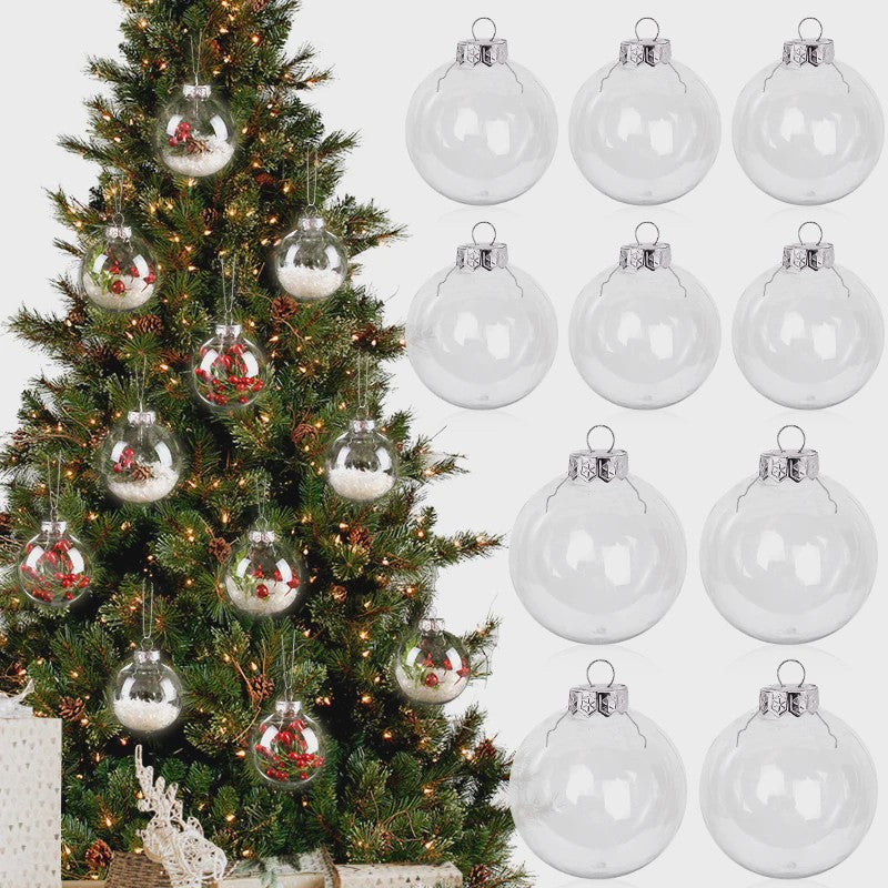 Set van 6 Transparante Kerstballen - Vulbaar & Ophangbaar - Decoratie & Cadeau