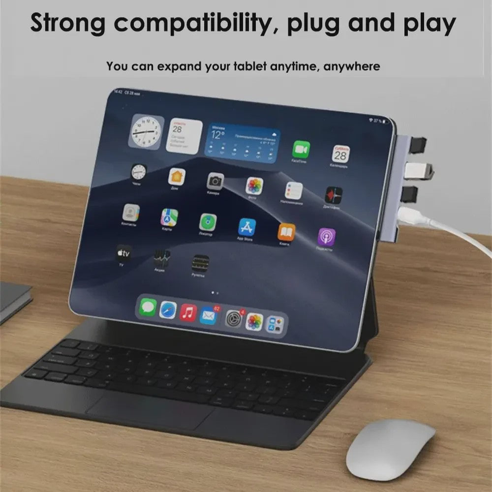 4-Poorts USB-C Hub met PD 60W: USB 3.0, 2.0 & OTG voor MacBook/Tablet