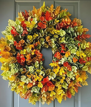 Elegante Kunstbloemen Krans - Realistische Herfstbladeren voor Binnen, Deurdecoratie & Kerst