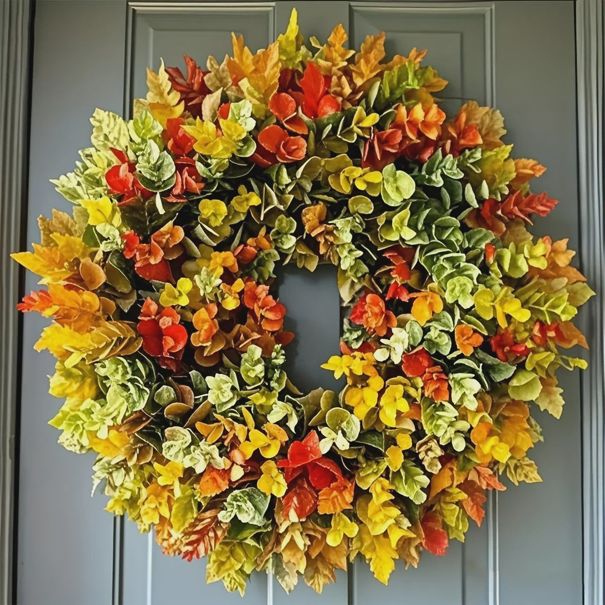 Elegante Kunstbloemen Krans - Realistische Herfstbladeren voor Binnen, Deurdecoratie & Kerst