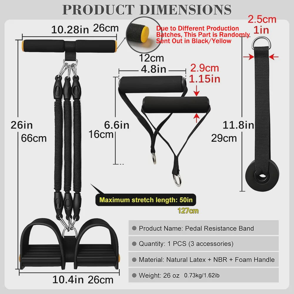 Pedal Resistance Band 50-100 LBS - Krachttraining & Buikspier Trainer