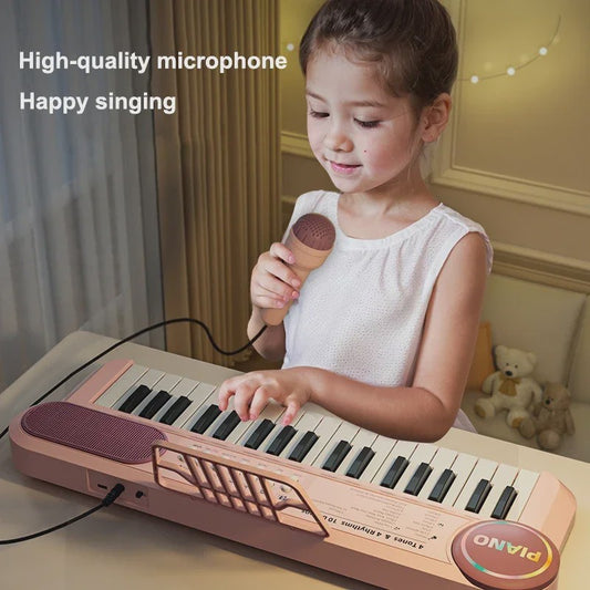 Kids Electric Piano 37 Baby Keyboard with Microphone Singing Songs Development Educational Toy Musical Instrument Games Children