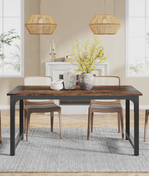 Industriële Eettafel 6-8 Personen - 160x80 cm - Rustiek Hout & Metaal