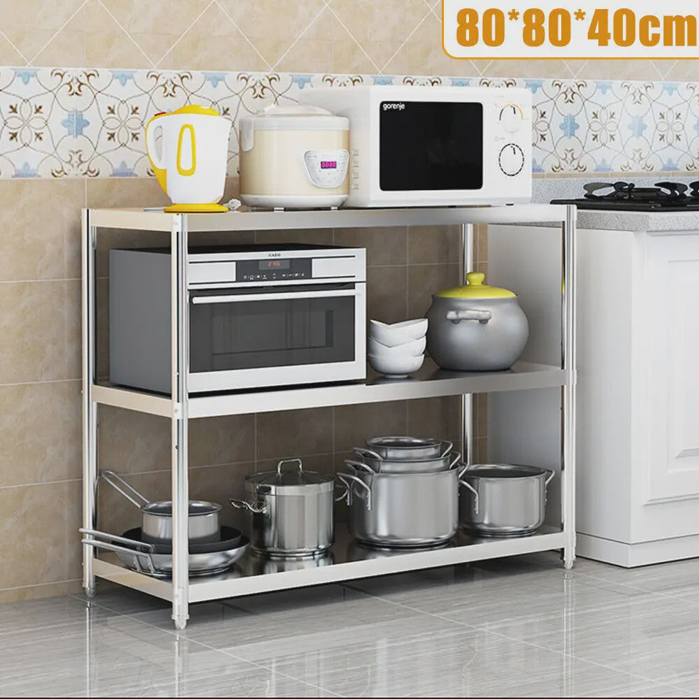 RVS Keukenrek 3-Laags Opslagrek - 80x40cm | Professioneel & Duurzaam
