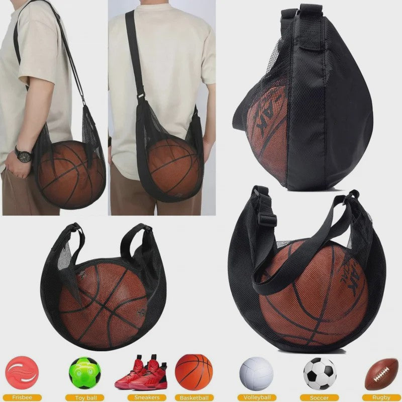 Sportbal Tas Mesh - Crossbody Balhouder voor Basketbal, Voetbal, Volleybal