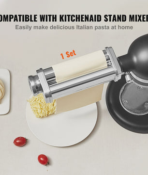 Pastaroller Opzetstuk voor KitchenAid Stand Mixer - Roestvrij Staal, Maak Zelf Verse Pasta